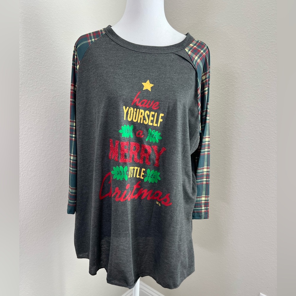 Plus Size “Have Yourself A Merry Little Christmas” 3/4 Sleeve Shirt 2XL